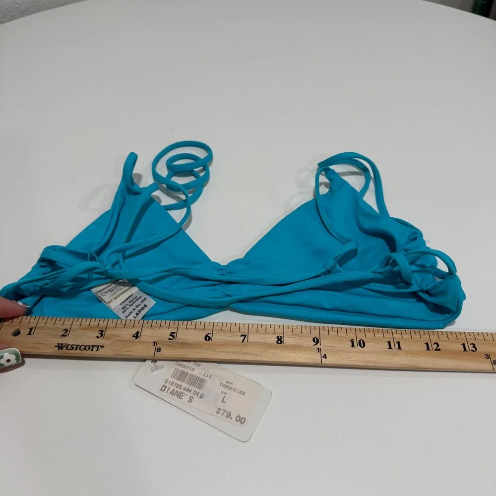L*Space Haley Bikini Top Turquoise Blue Strappy Back LSHAT15 Large NEW